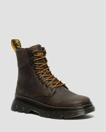 Dark / Brown Men's Dr Martens Tarik Crazy Horse Leather Utility Ankle Boots | CA 447ILH